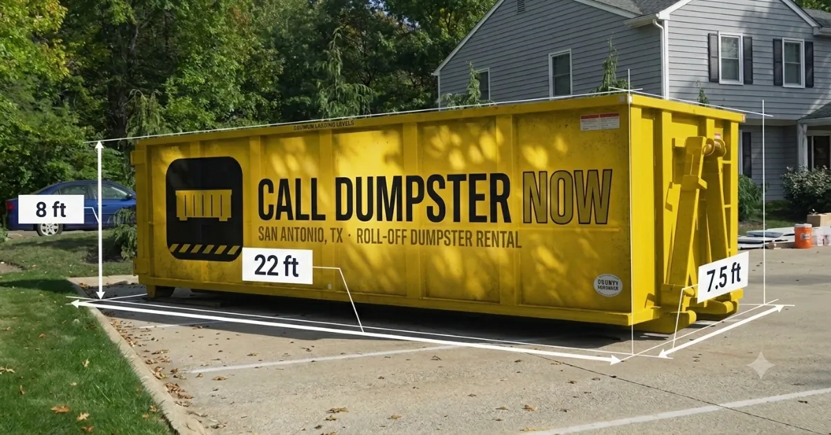 Construction site with roll-off dumpster